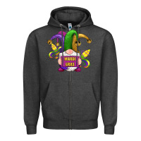 Charcoal Heather mardi gras gnomes fleur de lis Zipper Hoodie - RanaPortraitStore