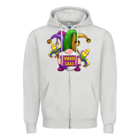 Dove Grey mardi gras gnomes fleur de lis Zipper Hoodie - RanaPortraitStore