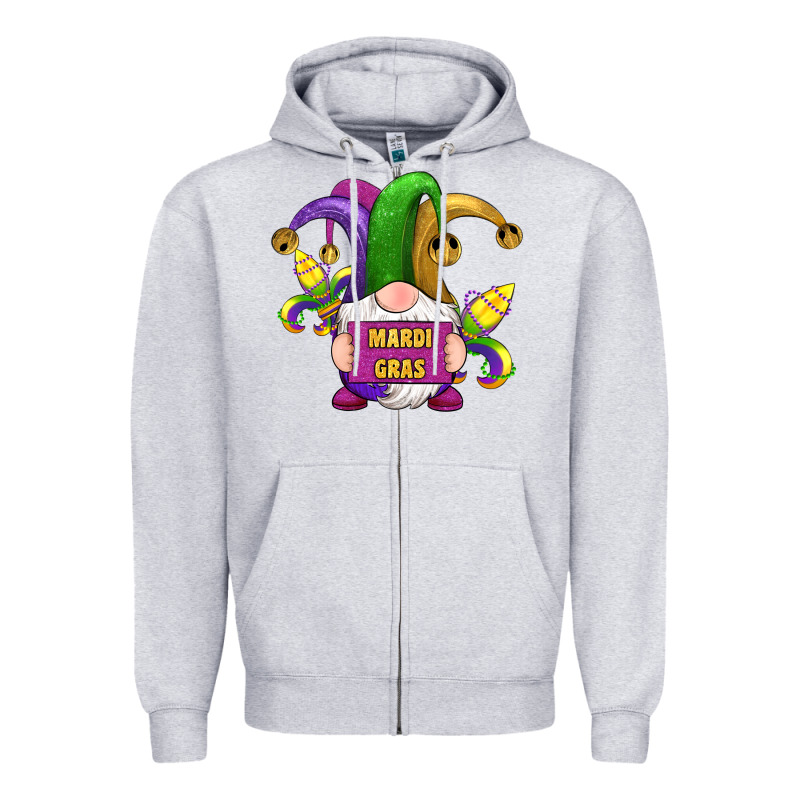 Mardi Gras Gnomes Fleur De Lis Zipper Hoodie by RanaPortraitStore | Teevron