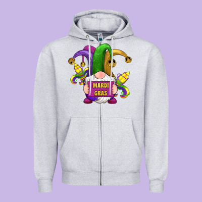 Mardi Gras Gnomes Fleur De Lis Zipper Hoodie Designed By Ranaportraitstore