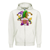 Oatmeal Heather mardi gras gnomes fleur de lis Zipper Hoodie - RanaPortraitStore
