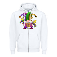 White mardi gras gnomes fleur de lis Zipper Hoodie - RanaPortraitStore