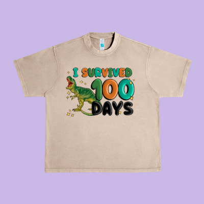 I Survived 100 Days Urban Heavy Tee Designed By Maliassmallbusiness