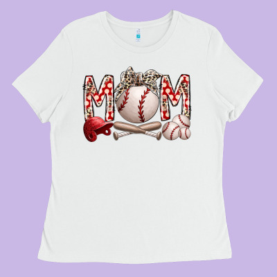 Mom Baseball Ladies Tee Designed By Racoondesign