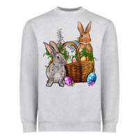 Heather Grey Bunnys carrots eggs with basket Easter Heavyweight Sweatshirt - NancyCooperArtShop