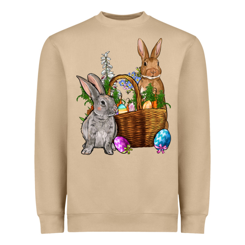 Bunnys Carrots Eggs With Basket Easter Heavyweight Sweatshirt by NancyCooperArtShop | Teevron