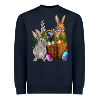 Navy Bunnys carrots eggs with basket Easter Heavyweight Sweatshirt - NancyCooperArtShop