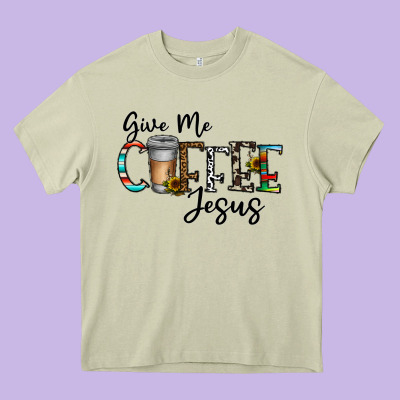 Give Me Coffee Jesus Heavy Core Tee Designed By Cowhidedigitalart