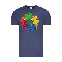 Vintage Denim autism puzzles Vintage Tee - MaliasSmallBusiness
