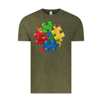 Vintage Olive autism puzzles Vintage Tee - MaliasSmallBusiness