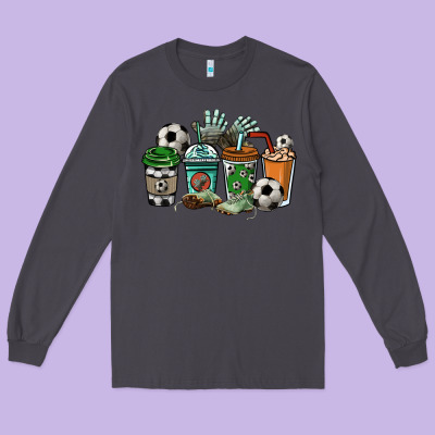 Soccer Coffee Cups Long Sleeve Tee Designed By Nancycooperartshop