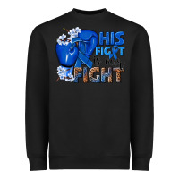 Black his fight is our fight colon cancer blue ribbon Heavyweight Sweatshirt - NancyCooperArtShop