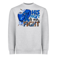 His Fight Is Our Fight Colon Cancer Blue Ribbon Heavyweight Sweatshirt | Teevron