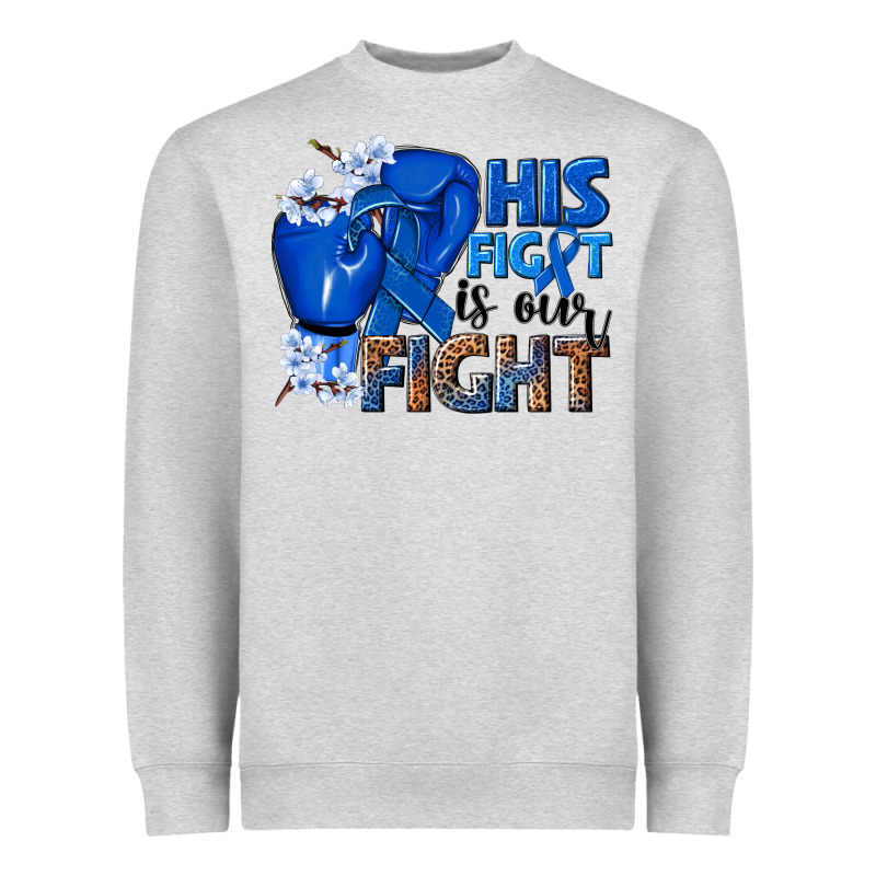 His Fight Is Our Fight Colon Cancer Blue Ribbon Heavyweight Sweatshirt by NancyCooperArtShop | Teevron