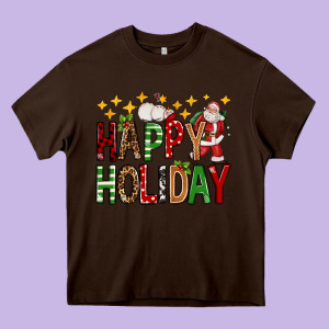 Happy Holiday Christmas Heavy Core Tee Designed By Fadigitalartstudio