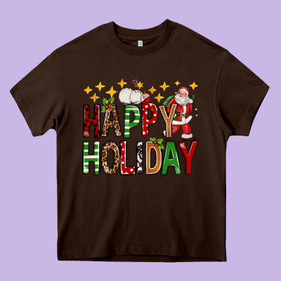 Happy Holiday Christmas Heavy Core Tee Designed By Fadigitalartstudio