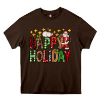 Chocolate Brown happy holiday christmas Heavy Core Tee - FaDigitalArtStudio