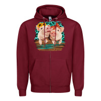 Burgundy Cute Couple Pigs Zipper Hoodie - Bettercallsaul