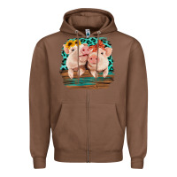 Chestnut Cute Couple Pigs Zipper Hoodie - Bettercallsaul