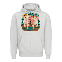 Dove Grey Cute Couple Pigs Zipper Hoodie - Bettercallsaul