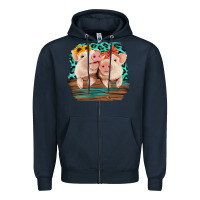 Navy Cute Couple Pigs Zipper Hoodie - Bettercallsaul