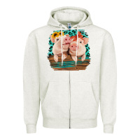 Oatmeal Heather Cute Couple Pigs Zipper Hoodie - Bettercallsaul