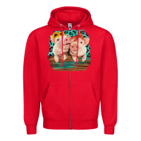 Red Cute Couple Pigs Zipper Hoodie - Bettercallsaul