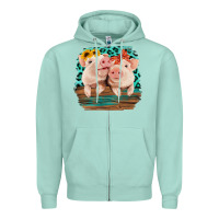 Seafoam Cute Couple Pigs Zipper Hoodie - Bettercallsaul