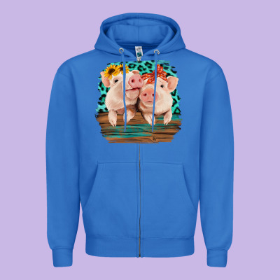 Cute Couple Pigs Zipper Hoodie Designed By Bettercallsaul