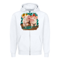 White Cute Couple Pigs Zipper Hoodie - Bettercallsaul