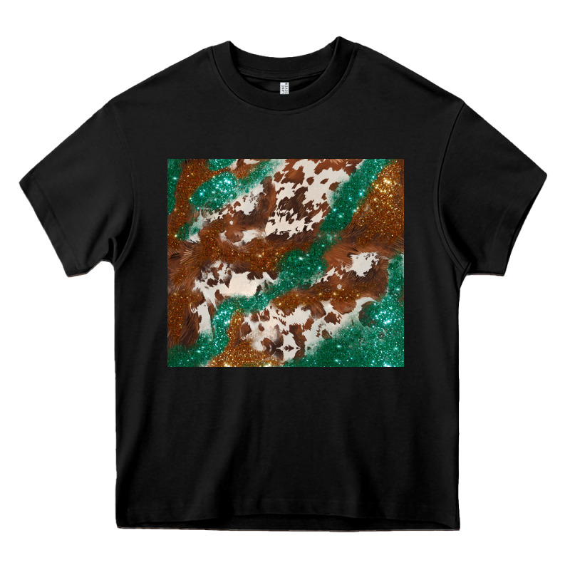 Brown Cowhide Glitter Heavy Core Tee by BarkalooDesign | Teevron