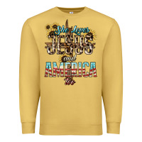 Antique Gold She loves Jesus and America too sunflower Premium Sweatshirt - HowdyJamesFarm