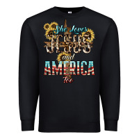 Black She loves Jesus and America too sunflower Premium Sweatshirt - HowdyJamesFarm