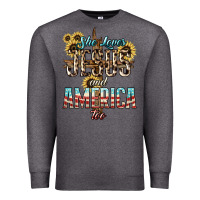 Charcoal Heather She loves Jesus and America too sunflower Premium Sweatshirt - HowdyJamesFarm