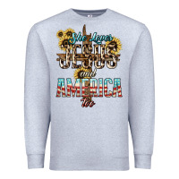 Heather Grey She loves Jesus and America too sunflower Premium Sweatshirt - HowdyJamesFarm