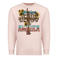 Pale Pink She loves Jesus and America too sunflower Premium Sweatshirt - HowdyJamesFarm