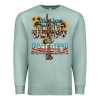 Seafoam She loves Jesus and America too sunflower Premium Sweatshirt - HowdyJamesFarm