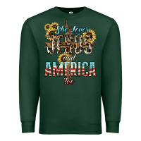 Sports Green She loves Jesus and America too sunflower Premium Sweatshirt - HowdyJamesFarm