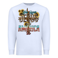 White She loves Jesus and America too sunflower Premium Sweatshirt - HowdyJamesFarm
