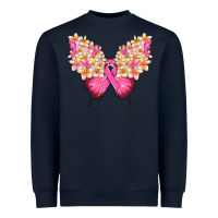 Navy Pink ribbon Breast Cancer butterfly Heavyweight Sweatshirt - NancyCooperArtShop