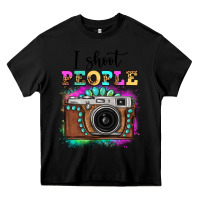 Black i shoot people tie dye gemstone vintage camera Heavy Core Tee - FaDigitalArtStudio