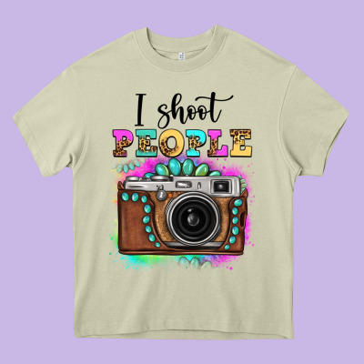 I Shoot People Tie Dye Gemstone Vintage Camera Heavy Core Tee Designed By Fadigitalartstudio