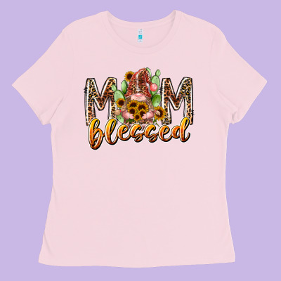 Mom Blessed Ladies Tee Designed By Racoondesign