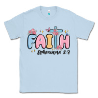 Dusty Blue faith ephesians 2 8 Classic Tee - MaliasSmallBusiness