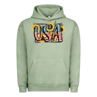 Pigment Oil Green USA 4th of July Urban Hoodie - FaDigitalArtStudio