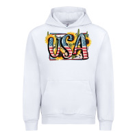 White USA 4th of July Urban Hoodie - FaDigitalArtStudio