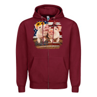 Burgundy Cute Couple American Pigs Zipper Hoodie - Bettercallsaul