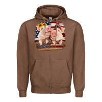 Chestnut Cute Couple American Pigs Zipper Hoodie - Bettercallsaul