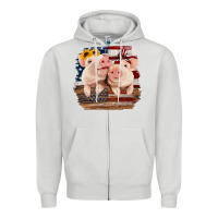 Dove Grey Cute Couple American Pigs Zipper Hoodie - Bettercallsaul