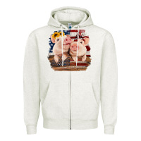 Oatmeal Heather Cute Couple American Pigs Zipper Hoodie - Bettercallsaul